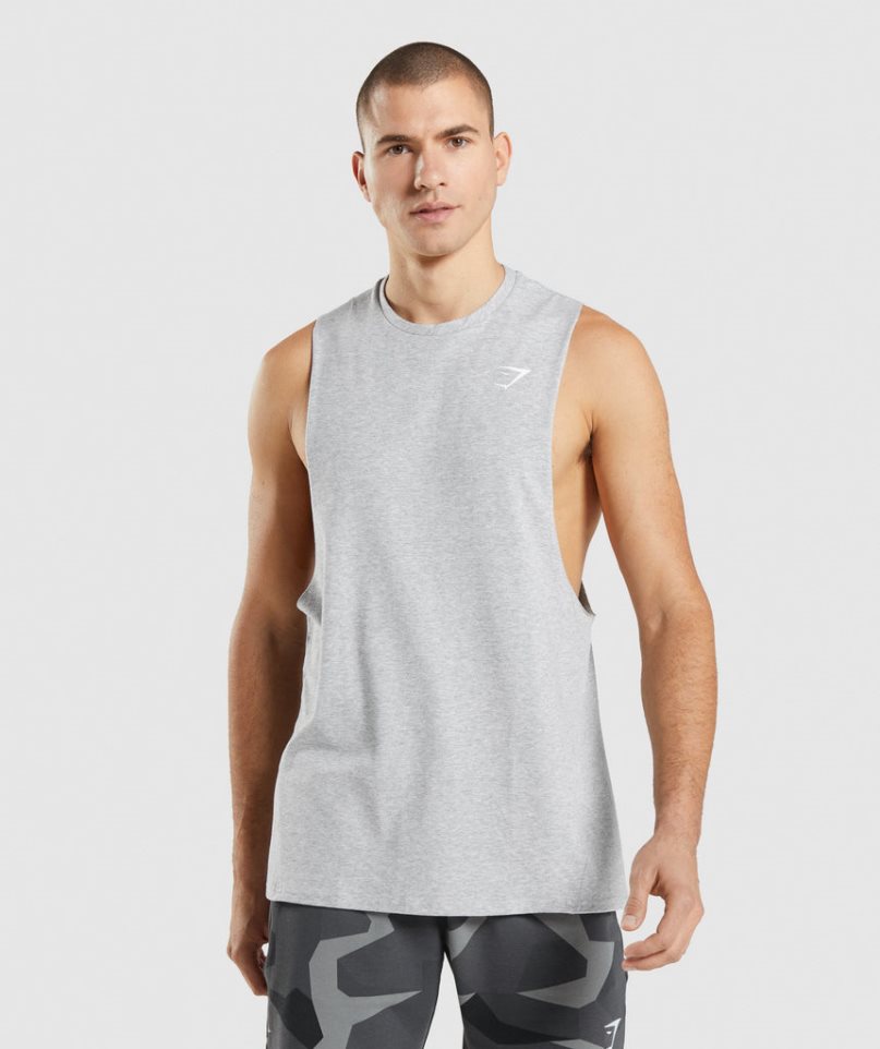 Men\'s Gymshark Critical 2.0 Drop Arm Tanks Light Grey | CA AD68N7